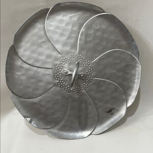 Buenilum Hammered Chic Silver Floral Serveware Platter Tray Vintage 13 1/2 In